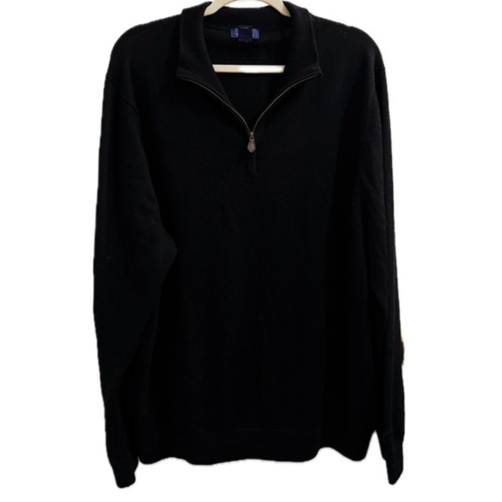 Brooks Brother 346 Extra Fine Merino Quarter Zip Sweater in Black